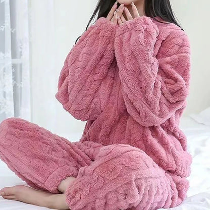 Ensemble pyjama en velours polaire pour femme – Pull et pantalon