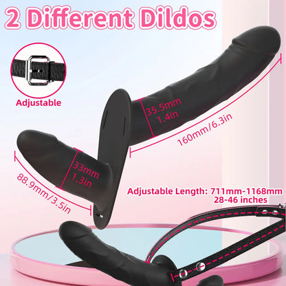 Vibromasseur à double tête pour pénis artificiel, ceinture vibrante et portable, pour lesbiennes, jouets sexuels vibrants, gode ceinture pour filles